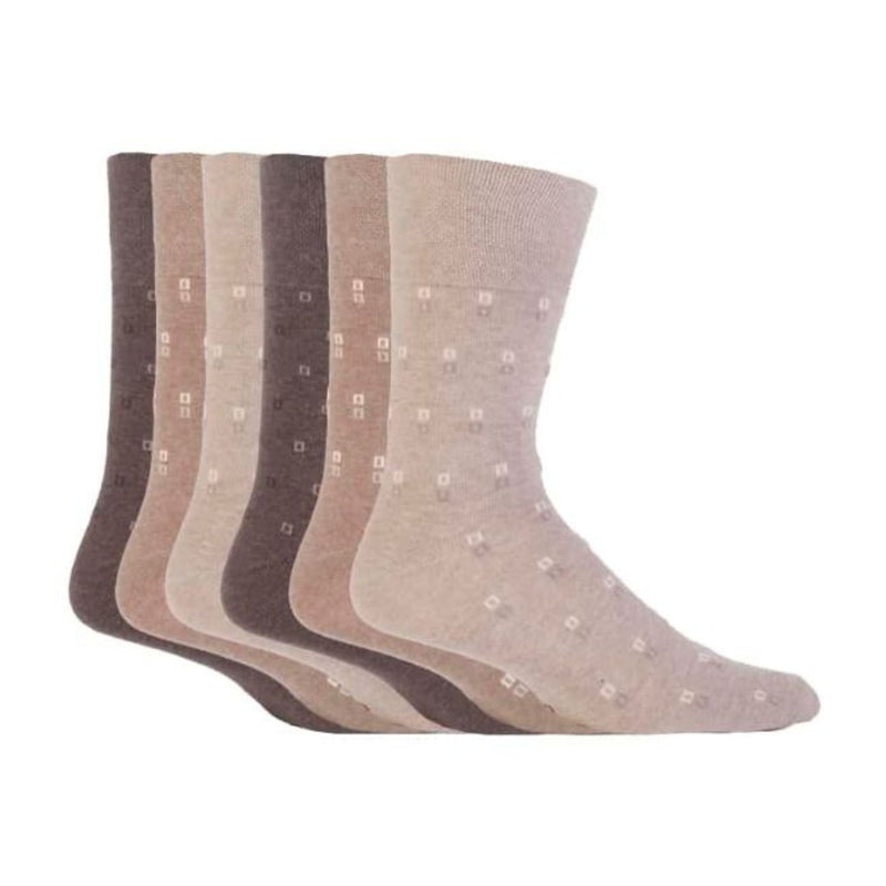 6 Pack Mens Non Elastic Square Patterned Cotton Socks for Poor Circulation