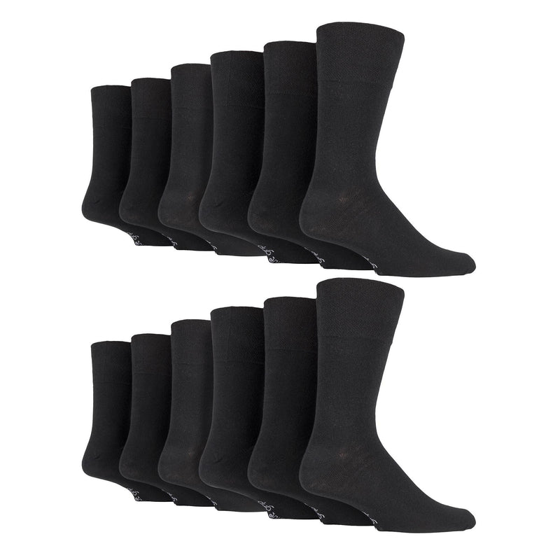 12 Pairs Mens Gentle Grip Loose Top Socks | Extra Wide Non Elastic Socks