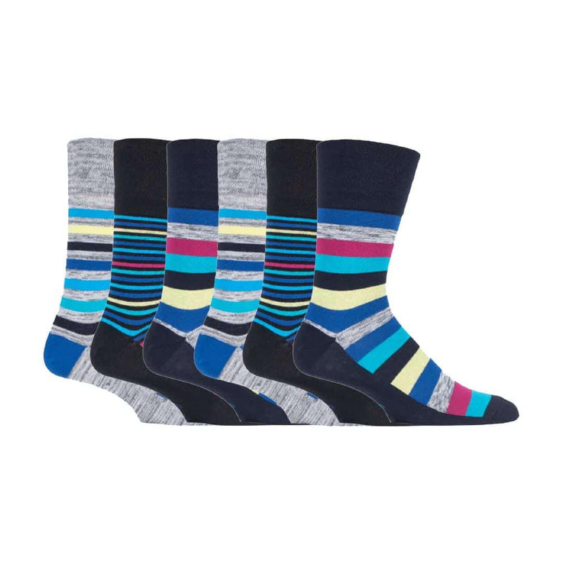 6 Pack Mens Non Elastic Loose Top Patterned Socks