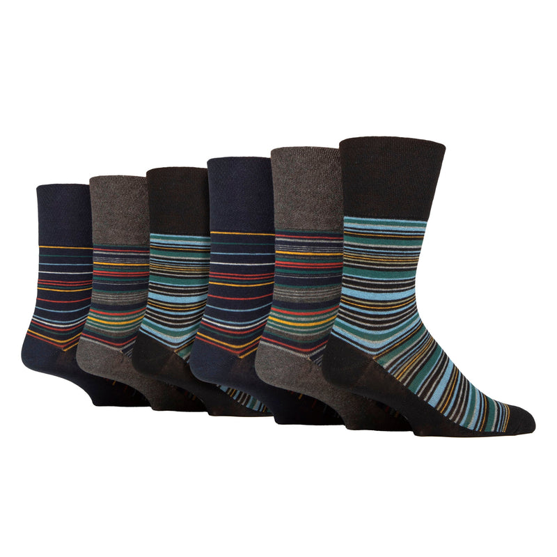 6 Pack Mens Non Elastic Loose Top Patterned Socks