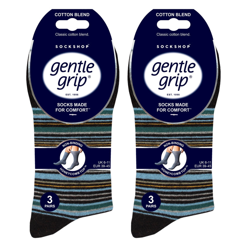 6 Pack Mens Non Elastic Loose Top Patterned Socks