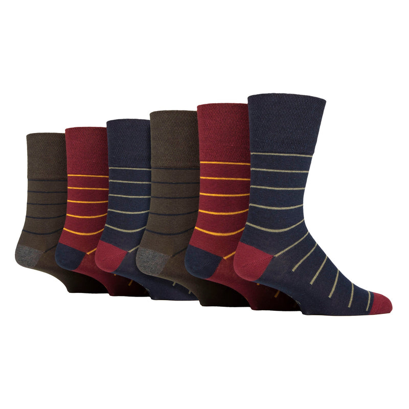 6 Pack Mens Non Elastic Loose Top Patterned Socks