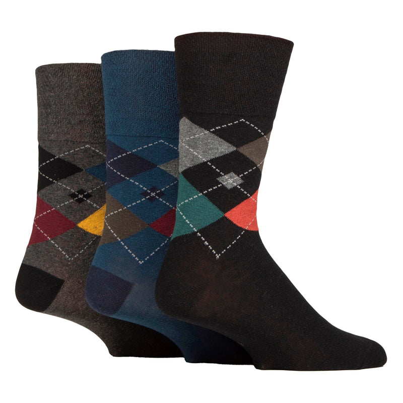 6 Pack Mens Non Elastic Loose Top Patterned Socks