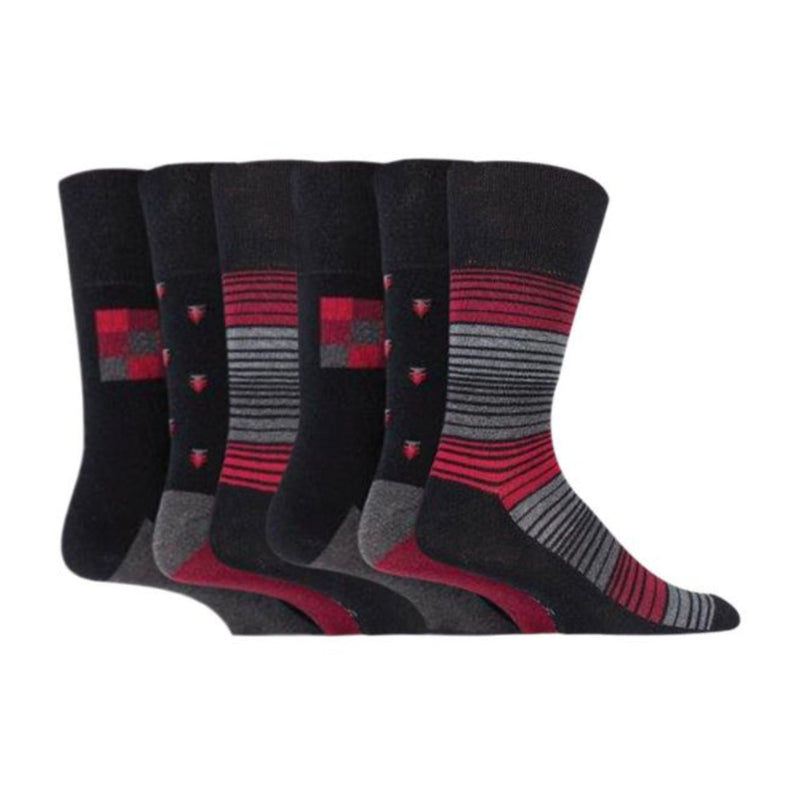 6 Pack Mens Non Elastic Assorted Styles Cotton Socks