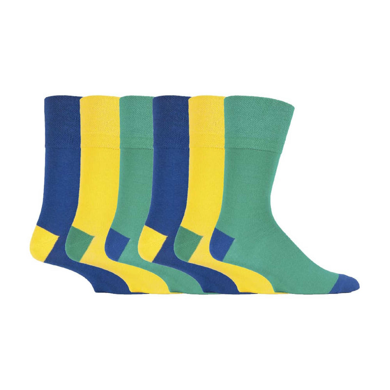 6 Pack Mens Bright Coloured Non Elastic Cotton Socks