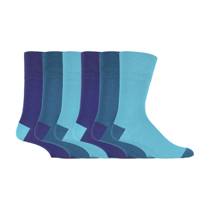 6 Pack Mens Bright Coloured Non Elastic Cotton Socks