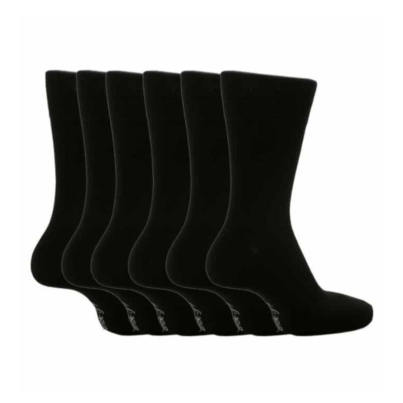6 Pack Mens Loose Top Plain Coloured Cotton Socks