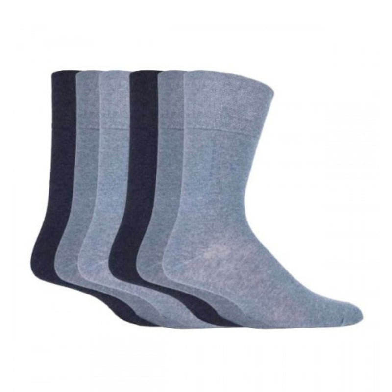 6 Pack Mens Loose Top Plain Coloured Cotton Socks