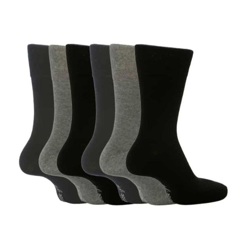 6 Pack Mens Loose Top Plain Coloured Cotton Socks