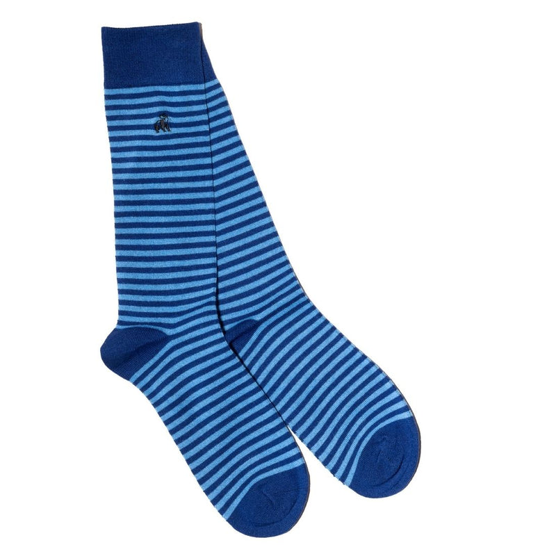 Sky Blue Narrow Striped Bamboo Socks