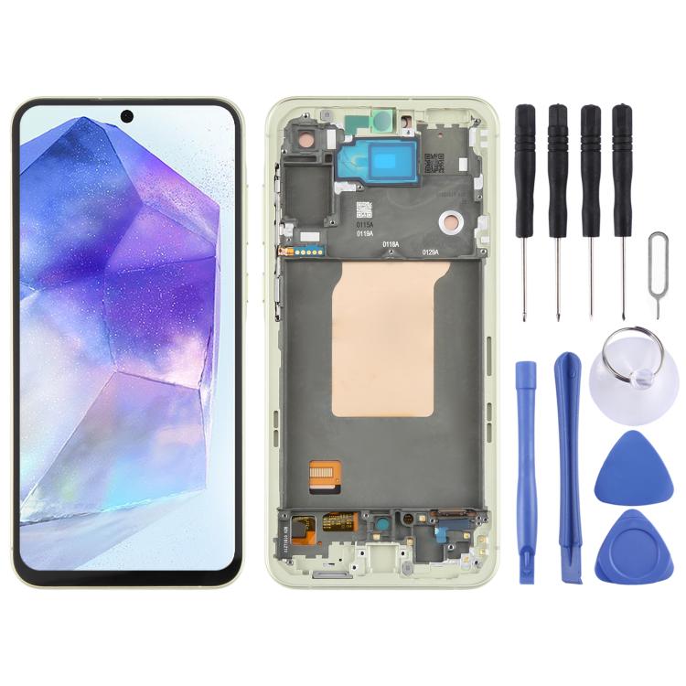 For Samsung Galaxy A55 SM-A556B OLED LCD Screen Digitizer Full Assembly with Frame