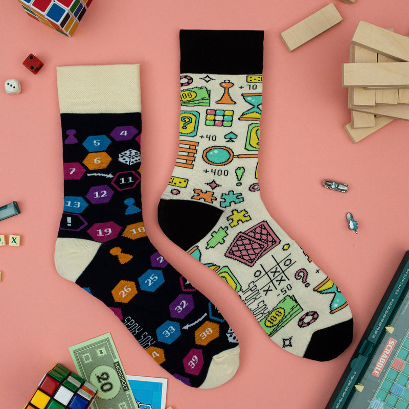 1 Pack Unisex Mismatched Novelty Odd Socks - Board Games