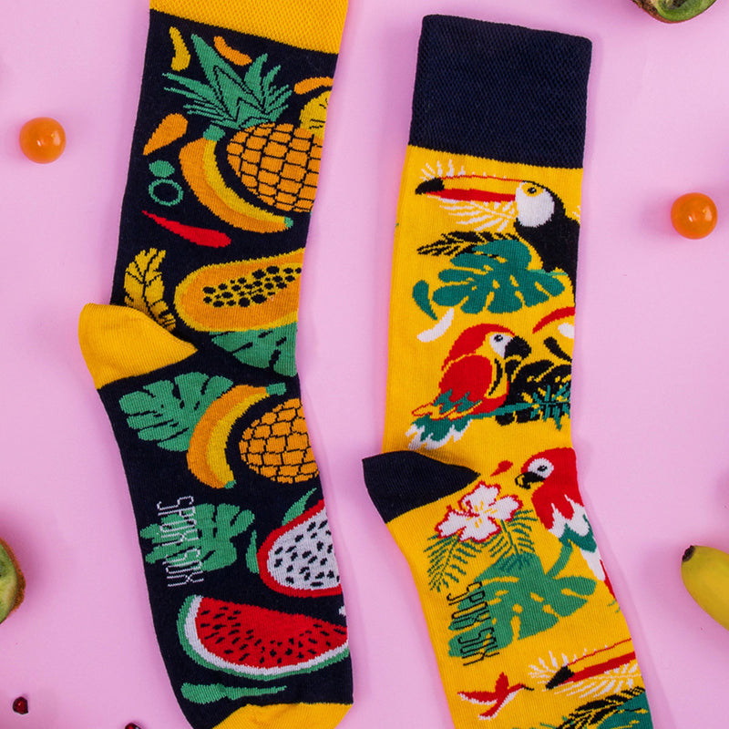 1 Pack Unisex Mismatched Novelty Odd Socks - Tropical