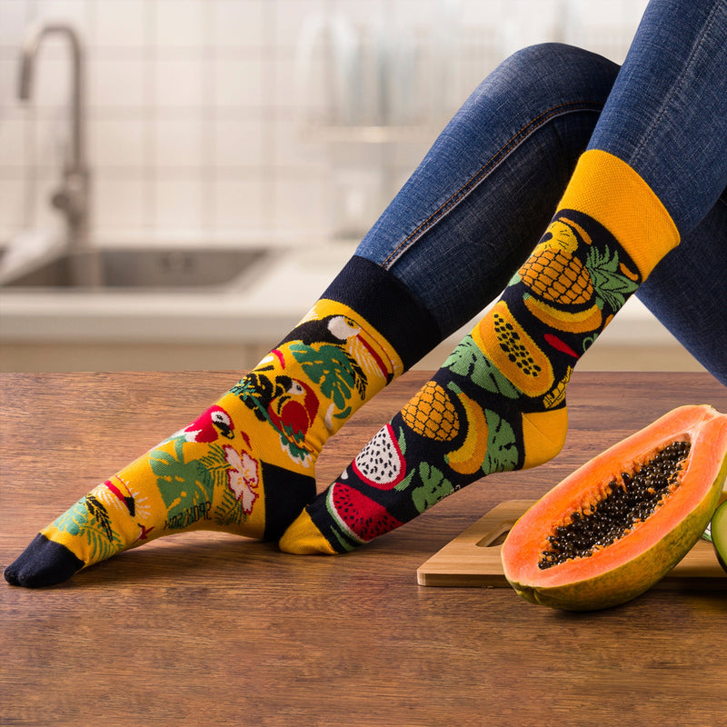 1 Pack Unisex Mismatched Novelty Odd Socks - Tropical