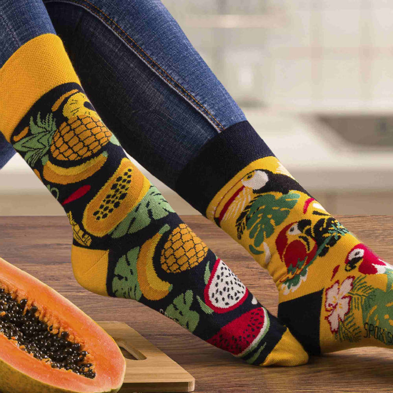 1 Pack Unisex Mismatched Novelty Odd Socks - Tropical