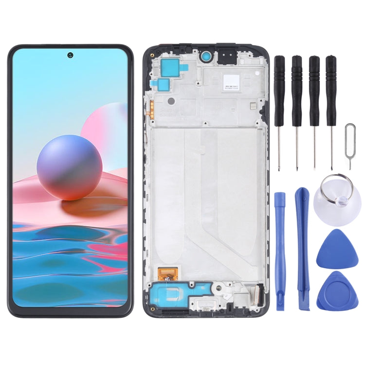 OLED Material LCD Screen and Digitizer Full Assembly With Frame for Xiaomi Redmi Note 10 4G / Redmi Note 10s 4G / Redmi Note 11 SE India / Poco M5s  M2101K7AI M2101K7AG M2101K7BG M2101K7BI M2101K7BNY...