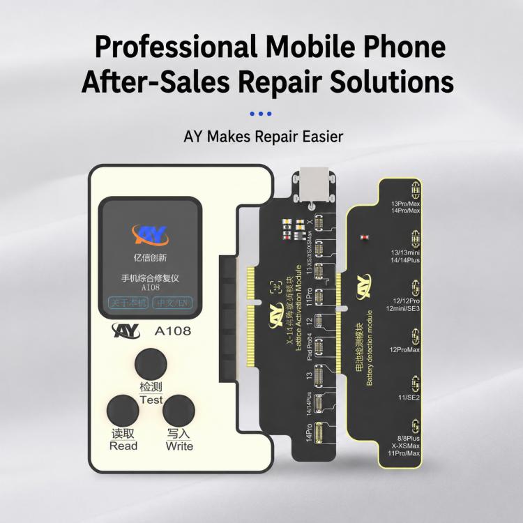 AY A108 Multi-function Dot Matrix Battery Repair Programmer for iPhone 8-14 Pro Max, A108 for iPhone 8-14 Pro Max