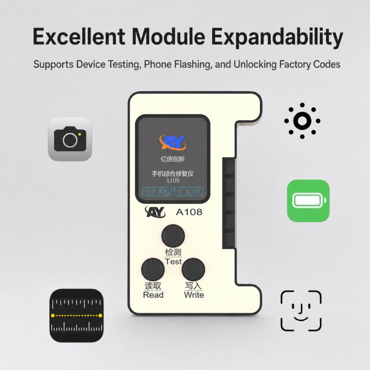 AY A108 Multi-function Dot Matrix Battery Repair Programmer for iPhone 8-14 Pro Max, A108 for iPhone 8-14 Pro Max