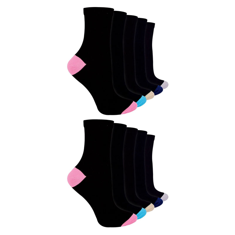 10 Pack Ladies Value Pack Heel & Toe Socks