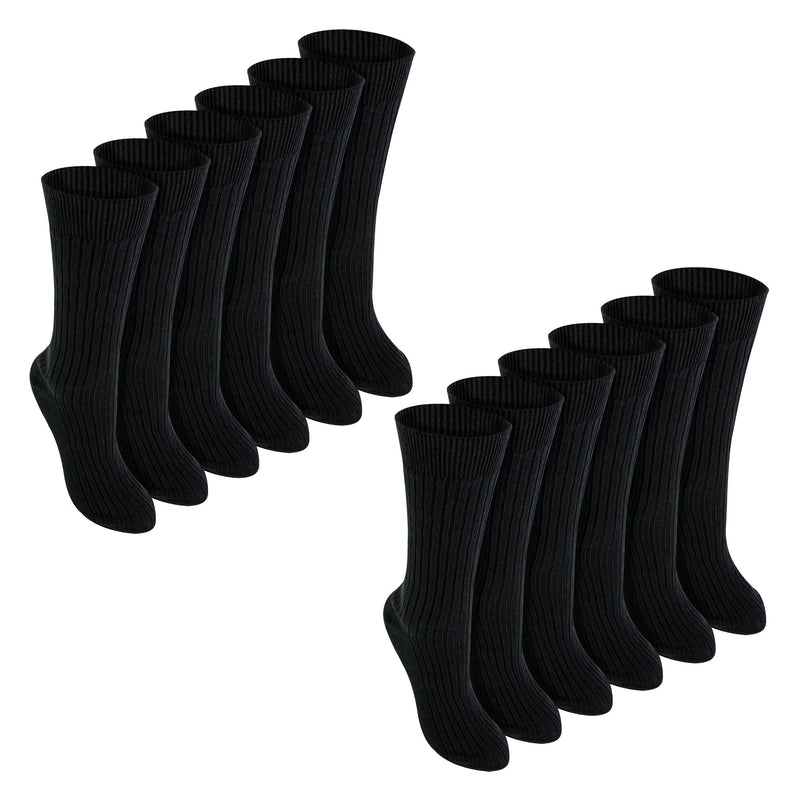 12 Pack Girls & Boys 100% Cotton Soft Breathable Loose Top Socks (2 Sizes)