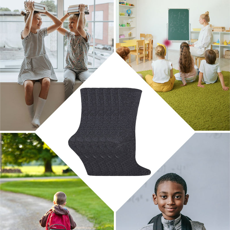 12 Pair Kids Breathable Bamboo Plain Socks for School