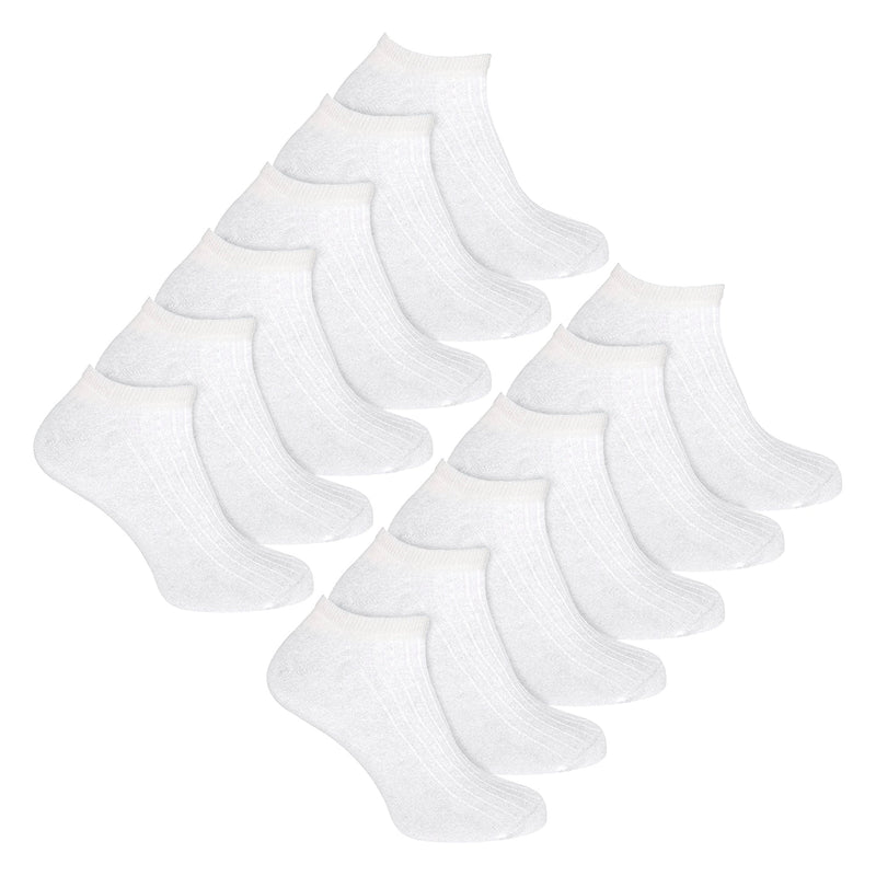 12 Pack Womens 100% Cotton Trainer Socks