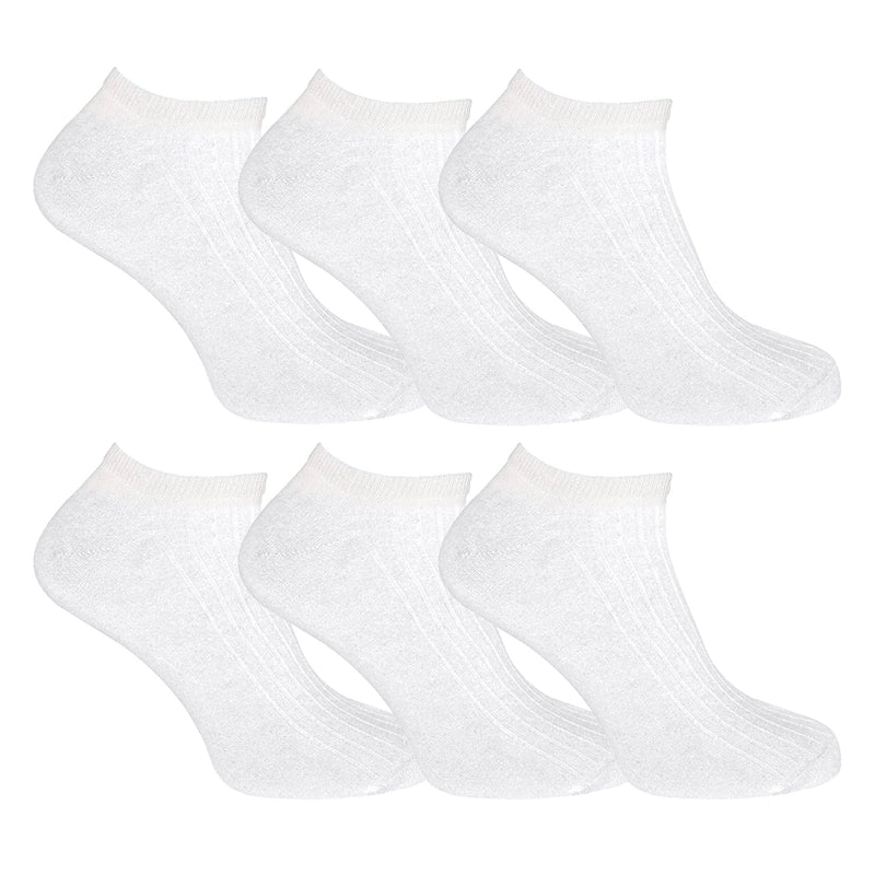 12 Pack Kids 100% Cotton Trainer Socks