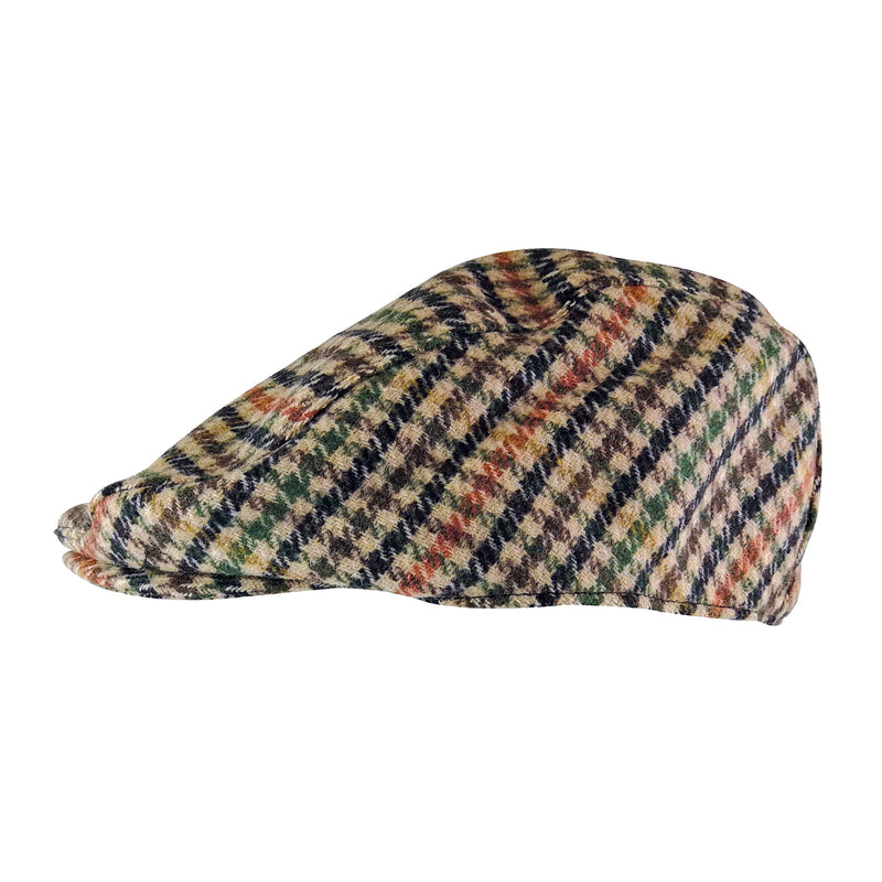 Mens Houndstooth Plaid Wool Blend Newsboy Flat Cap