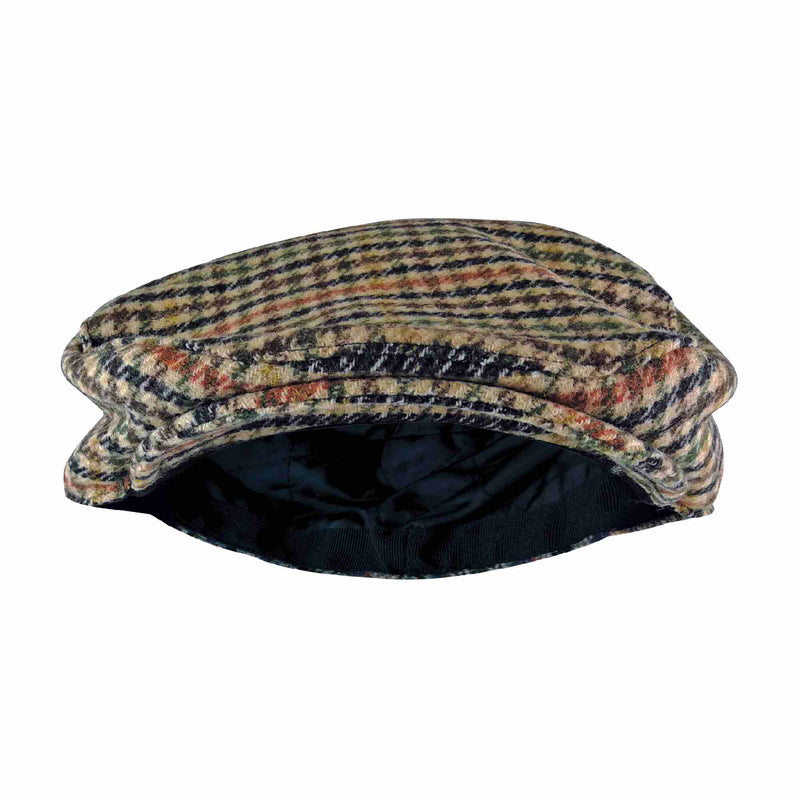 Mens Houndstooth Plaid Wool Blend Newsboy Flat Cap