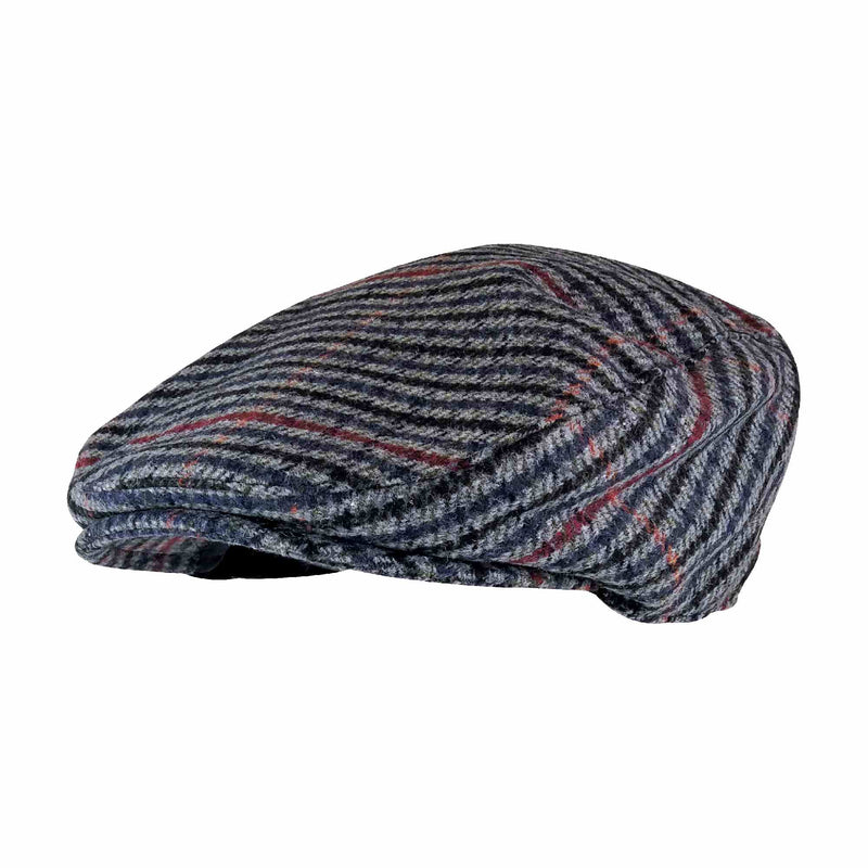 Mens Houndstooth Plaid Wool Blend Newsboy Flat Cap