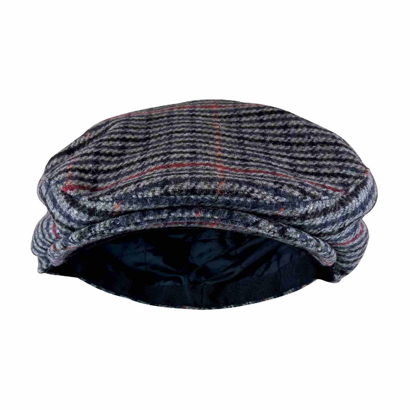 Mens Houndstooth Plaid Wool Blend Newsboy Flat Cap