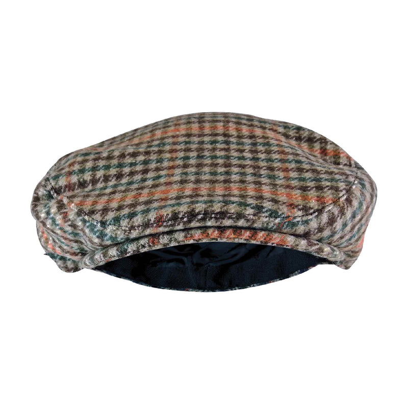 Mens Houndstooth Plaid Wool Blend Newsboy Flat Cap
