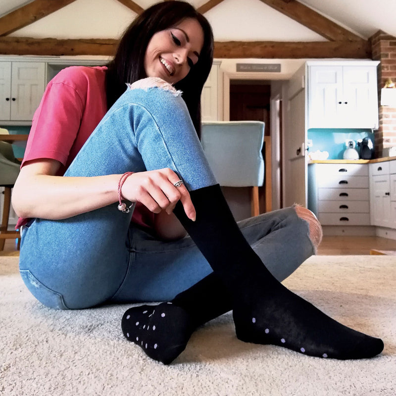 5 Pack Ladies Patterned Sole Cotton Rich Socks with Heart & Bow