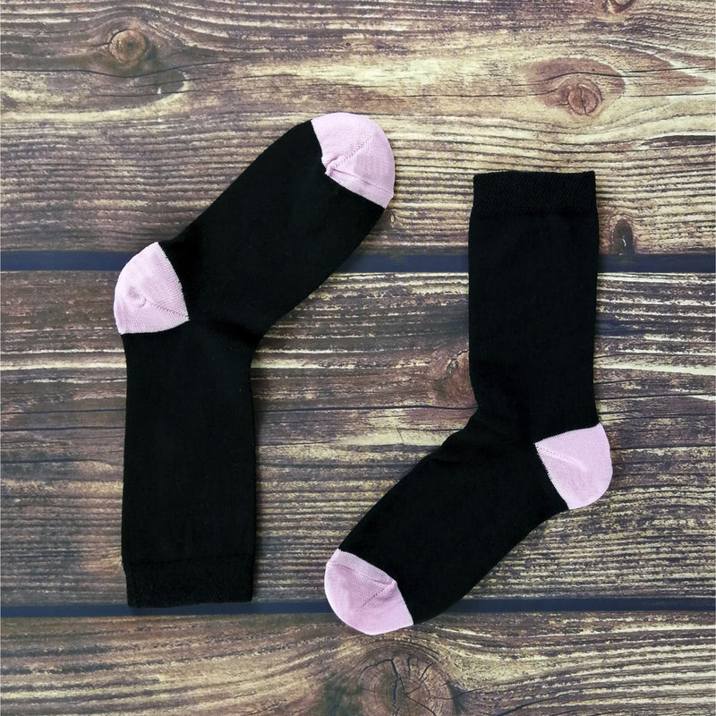 5 Pack Ladies Soft Top Cotton Rich Socks with Coloured Heel & Toe