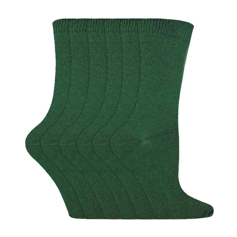 6 Pack Kids Plain Solid Coloured Cotton Socks