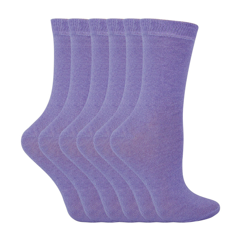 6 Pack Kids Plain Solid Coloured Cotton Socks