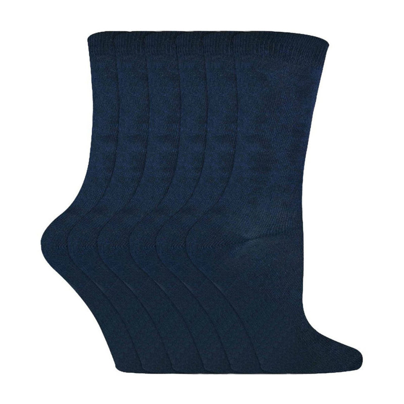 6 Pack Kids Plain Solid Coloured Cotton Socks