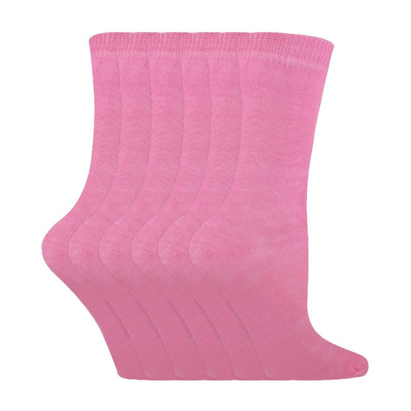 6 Pack Kids Plain Solid Coloured Cotton Socks