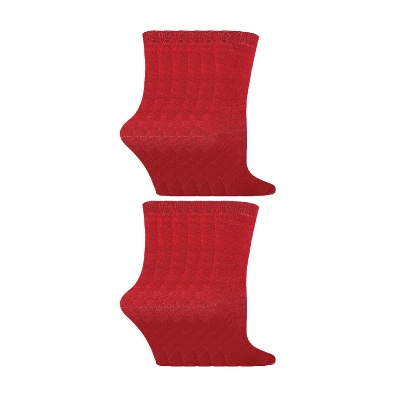 12 Pair Kids Soft Cotton Colourful Casual Plain Dress Socks