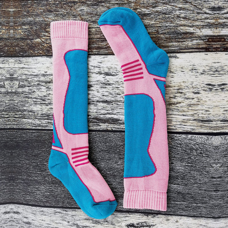 4 Pack Girls Long Knee High Wool Blend Ski Socks