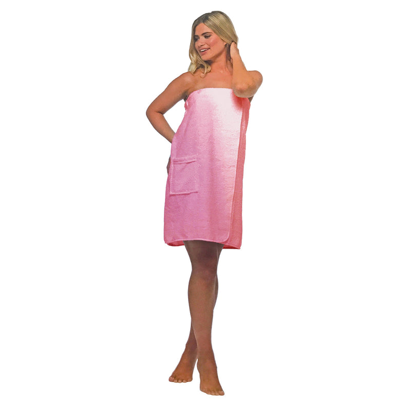 Ladies 100% Cotton Terry Cloth Spa Bath Towel Wrap with Pocket