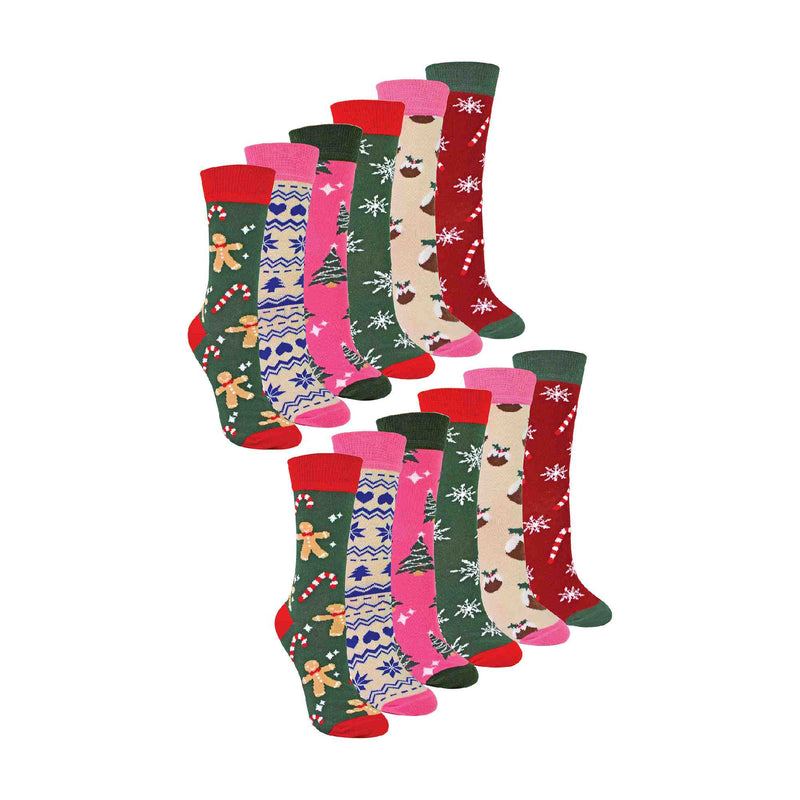 Ladies Novelty Festive Christmas Socks (Multipack Options)