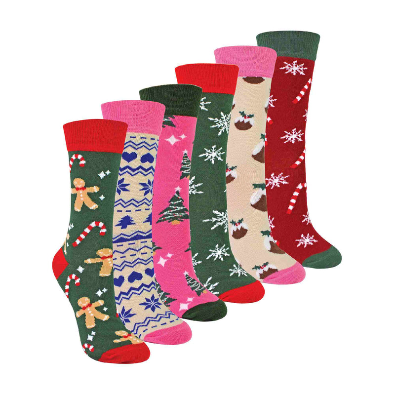 Ladies Novelty Festive Christmas Socks (Multipack Options)