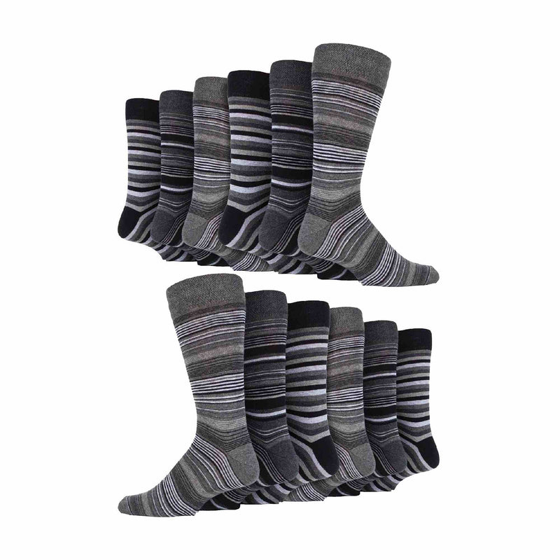 12 Pair Mens Colourful Cotton Striped Patterned Dress Socks