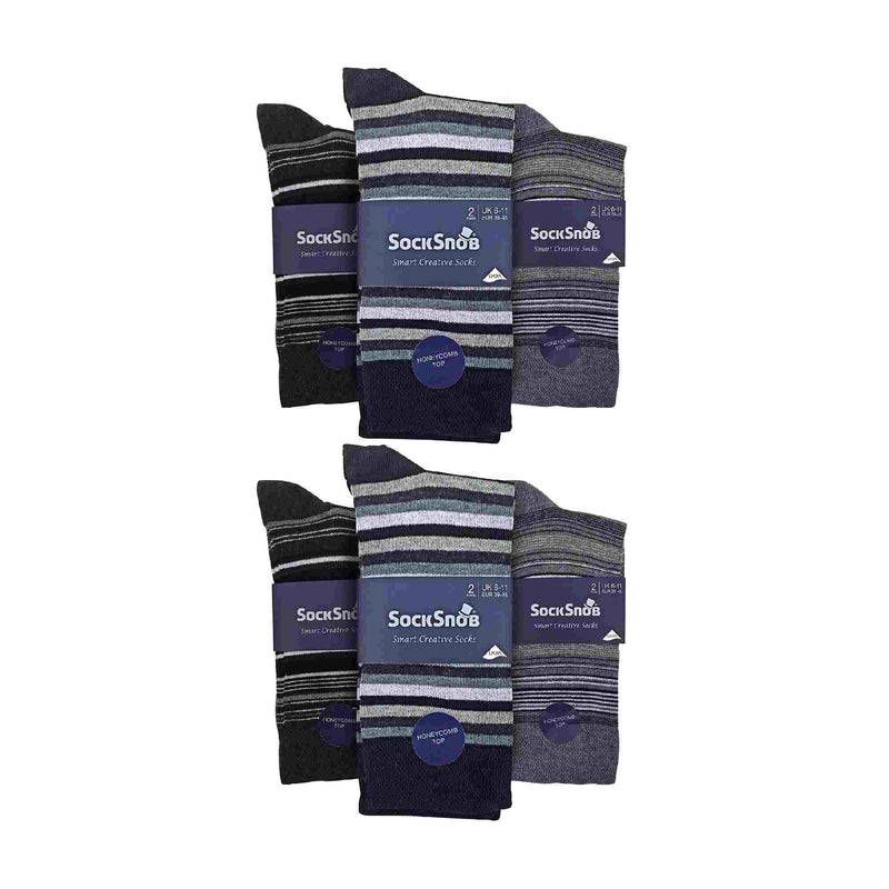 12 Pair Mens Colourful Cotton Striped Patterned Dress Socks