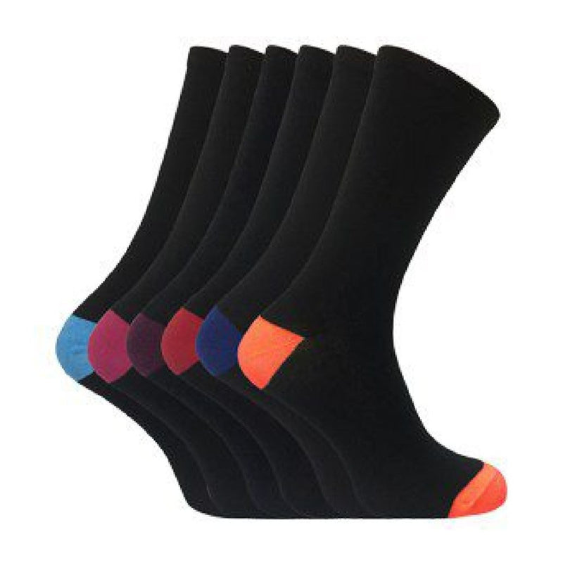 6 Pack Mens Patterned Coloured Soft Cotton Dress Socks