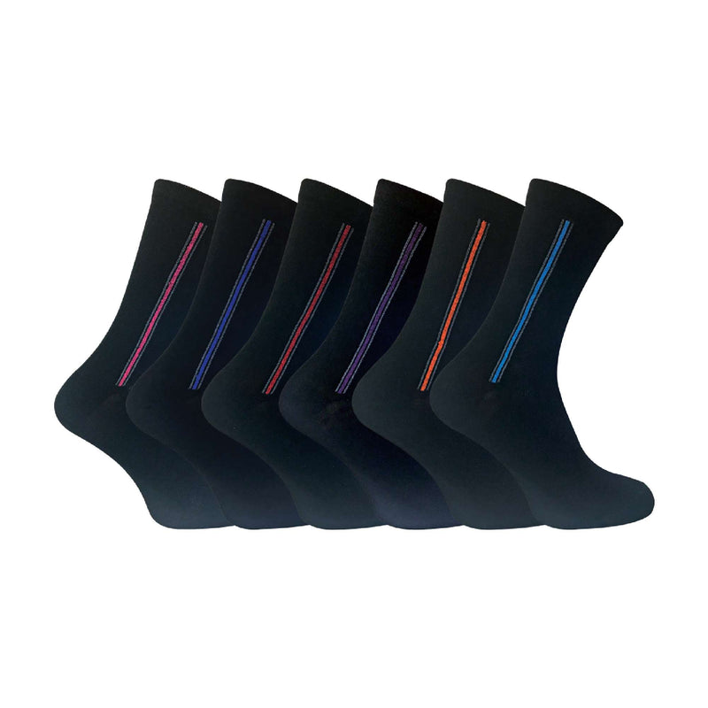 6 Pack Mens Patterned Coloured Soft Cotton Dress Socks