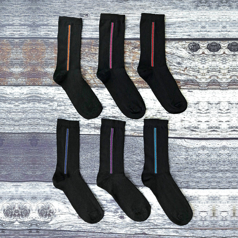 6 Pack Mens Patterned Coloured Soft Cotton Dress Socks