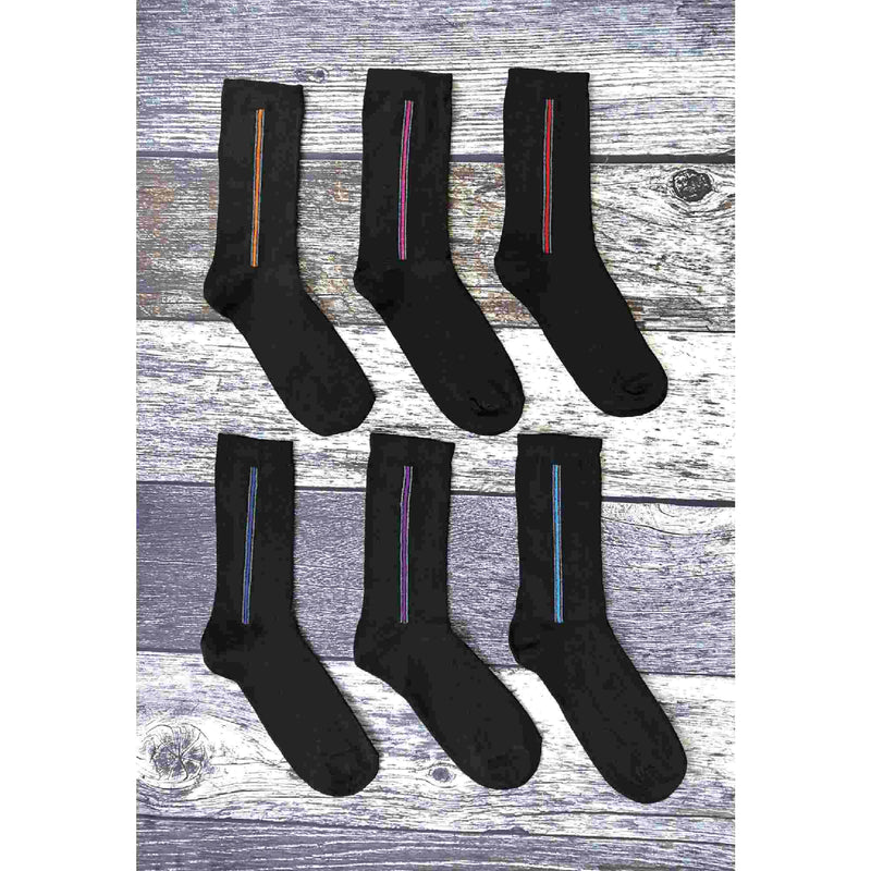 6 Pack Mens Patterned Coloured Soft Cotton Dress Socks