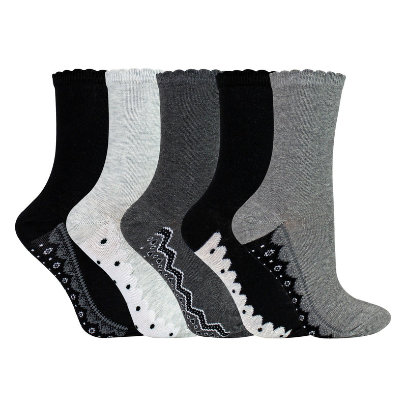 10 Pairs Ladies Lace Effect Footbed Socks - Soft Cotton Rich Everyday Socks
